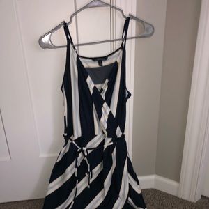 Navy blue faux wrap dress